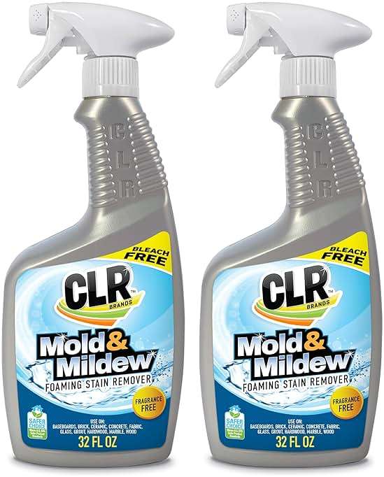 CLR Brands Mold and Mildew Stain Remover, 32 oz. Spray Bottle, Pack of 2, Multi-Surface Stain Remover, Works on Tile, Wood, Concrete, Glass, and More - Image 1