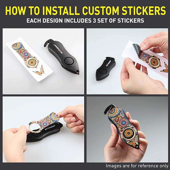 Stinger Personal Alarm Keychain Emergency Tool, Safety Panic Alarm Siren, Seat Belt Cutter, Glass Breaker, Security Device for Women Men Kid, Design in USA (Green Flower) - Image 2