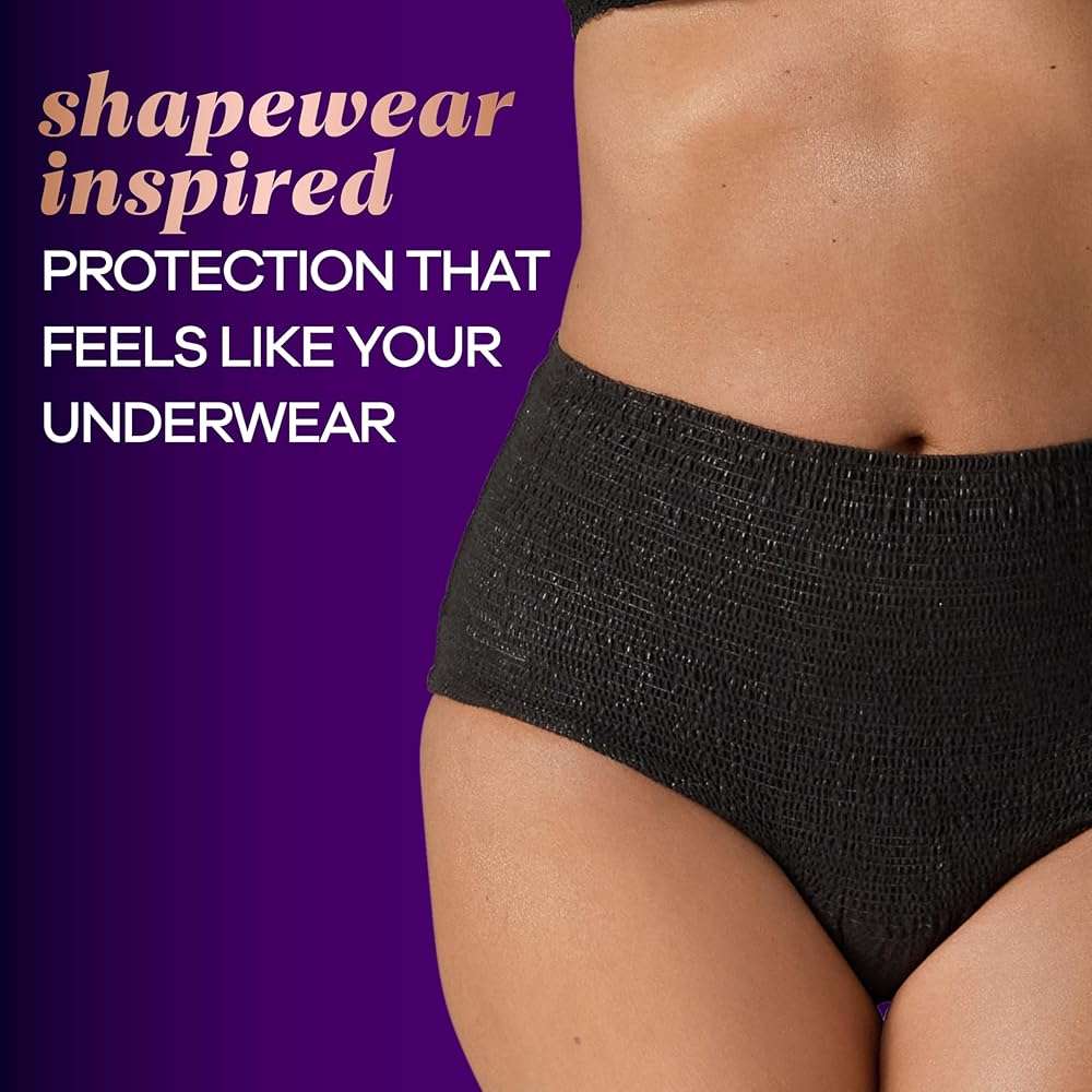Always Discreet Boutique Incontinence and Postpartum Underwear for Women, Maximum Protection, Large, Black, 10 Count - Image 3