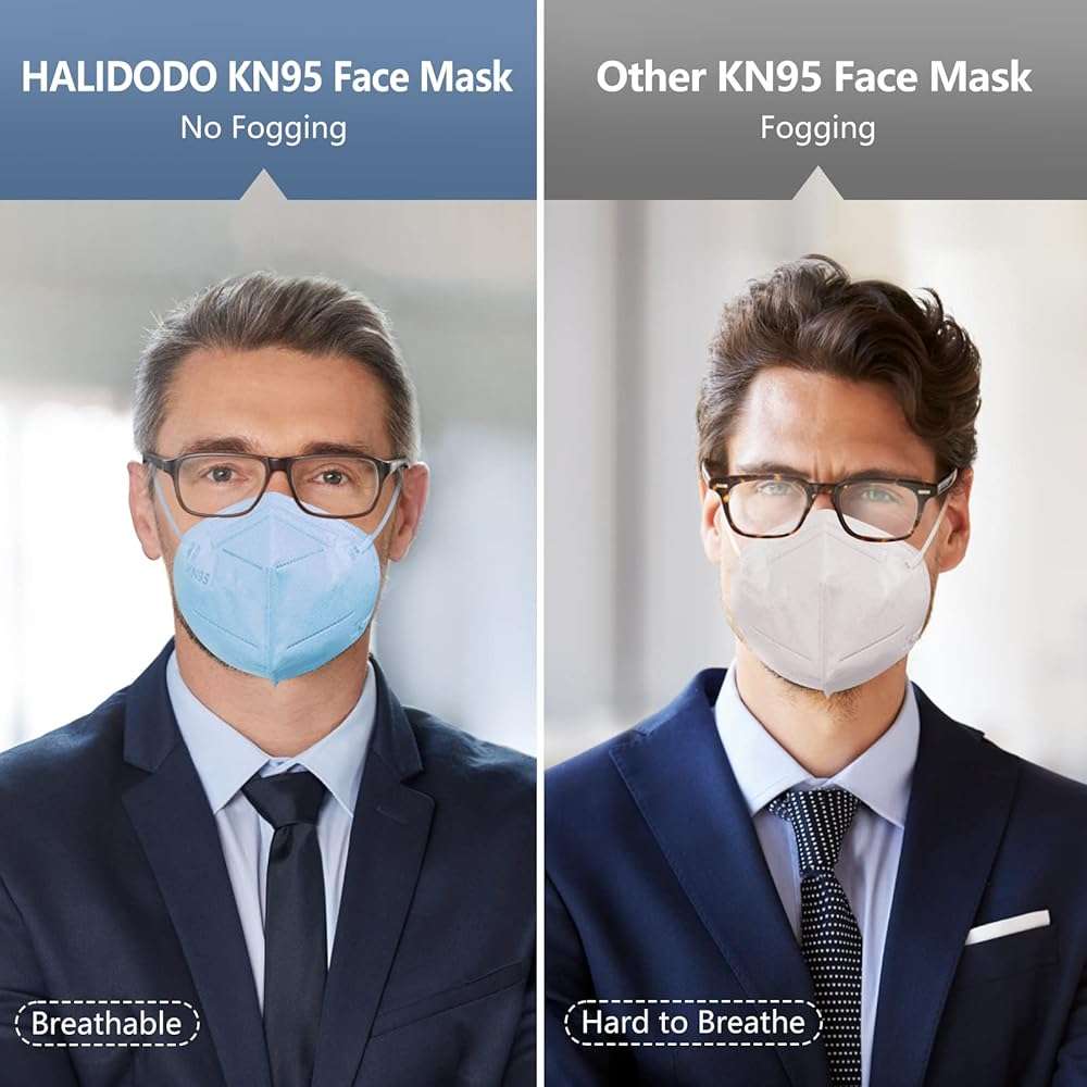 HALIDODO 60 Packs KN95 Face Mask, 5-Ply Comfortable Filter Safety Mask, Protective Face Cover Mask (White) - Image 5