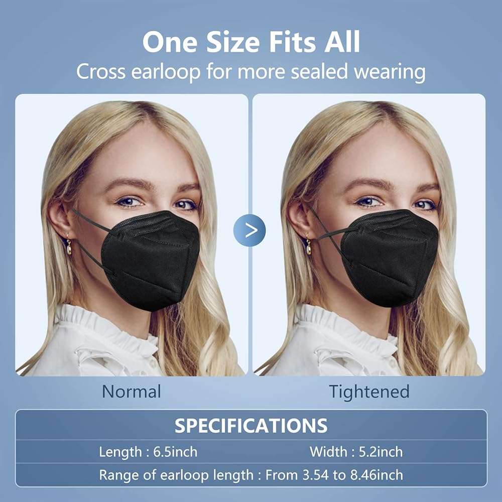 HALIDODO 60 Packs KN95 Face Mask, 5-Ply Comfortable Filter Safety Mask, Protective Face Cover Mask (White) - Image 6