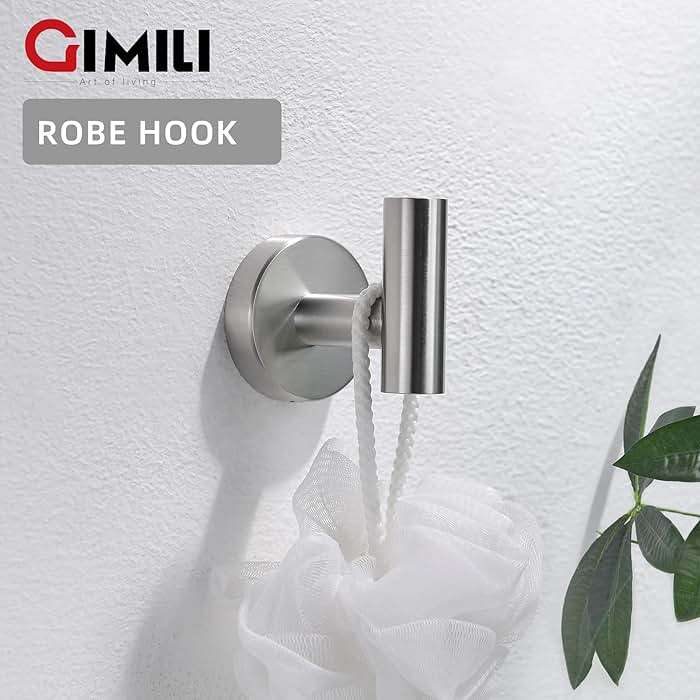 GIMILI 2 Pack 4 Piece Bathroom Hardware Set Brushed Nickel,Stainless Steel Bathroom Accessories Set, Towel bar Kit Wall Mounted, Toilet Paper Holder, Towel Bars, Robe Hook,Towel Rails and Rings - Image 5