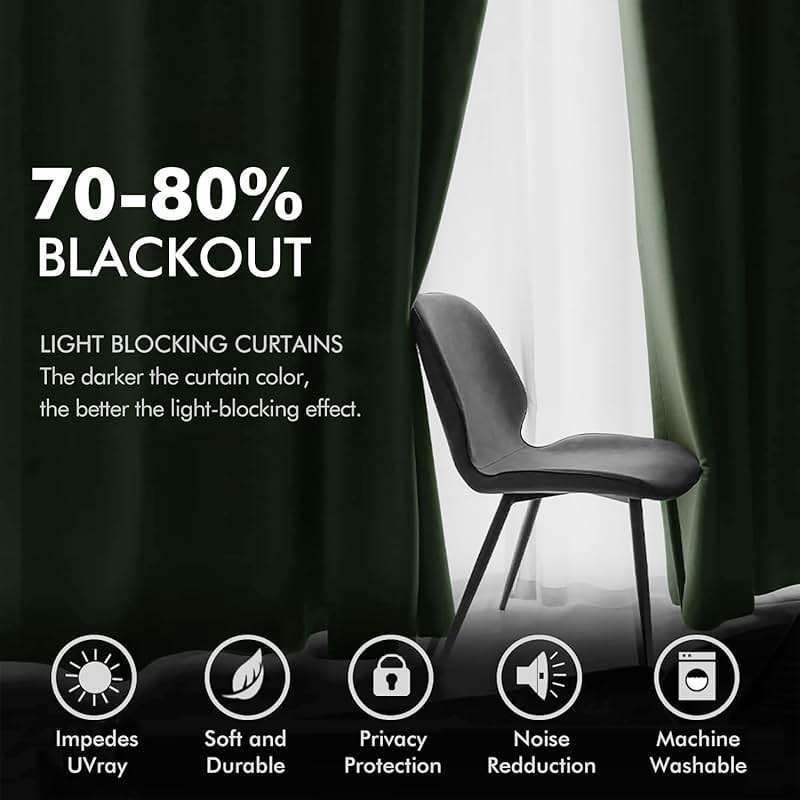 MIULEE Velvet Curtains Olive Green Elegant Grommet Curtains Thermal Insulated Soundproof Room Darkening Drapes for Classical Living Room Bedroom Decor 52 x 84 Inch Set of 2 - Image 4