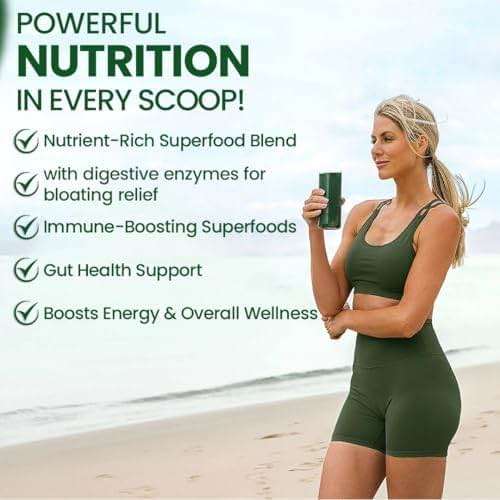 Superfood Reds & Greens Powder - 11.64 oz, Prebiotics & Probiotics for Digestive Health, Super Greens Powder with Ashwagandha for Gut Health, Immunity, Antioxidants, Strawberry Flavor, Vegan, Non-GMO - Image 5