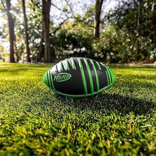 Nerf Weather Blitz Foam Football for All-Weather Play - Easy-to-Hold Grips – Great for Indoor and Outdoor Games - Green - Image 2