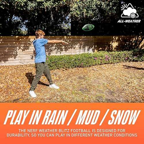 Nerf Weather Blitz Foam Football for All-Weather Play - Easy-to-Hold Grips – Great for Indoor and Outdoor Games - Green - Image 4