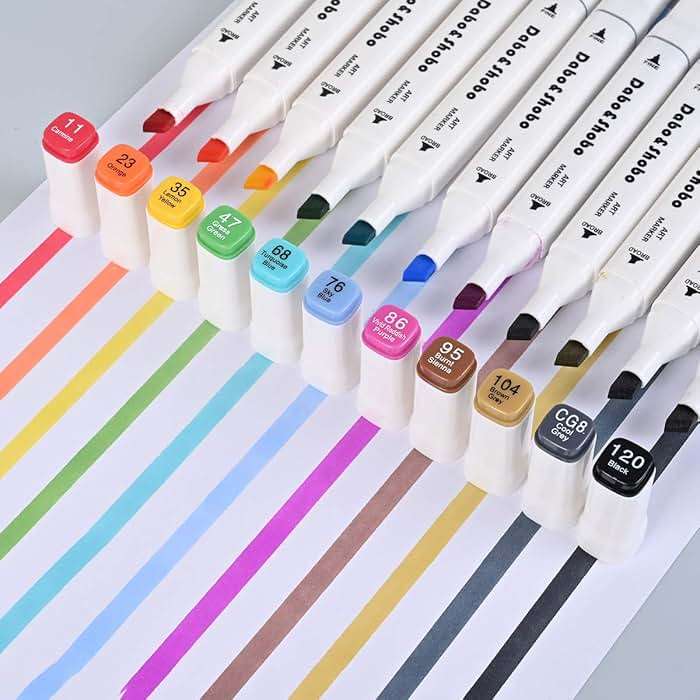 Dabo&Shobo 60 Colors Drawing Markers, Dual Tip Markers, Fine & Chisel Coloring Marker for Adult Coloring And Sketching - Image 3