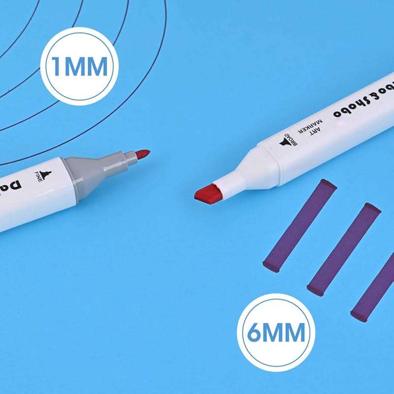 Dabo&Shobo 60 Colors Drawing Markers, Dual Tip Markers, Fine & Chisel Coloring Marker for Adult Coloring And Sketching - Image 5