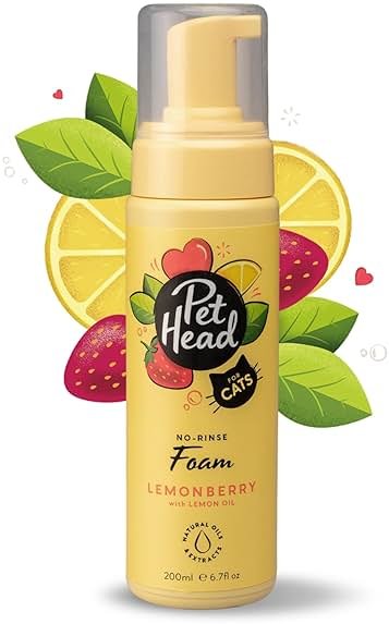 Pet Head Felin' Good Cat No Rinse Foam | Fruity Scent with Aloe Vera | Dry Cat Shampoo for Smelly Cats | Vegan | Lick-Safe | Gentle Formula for Kittens | Made in USA | 6.7 fl. oz. - Product Image