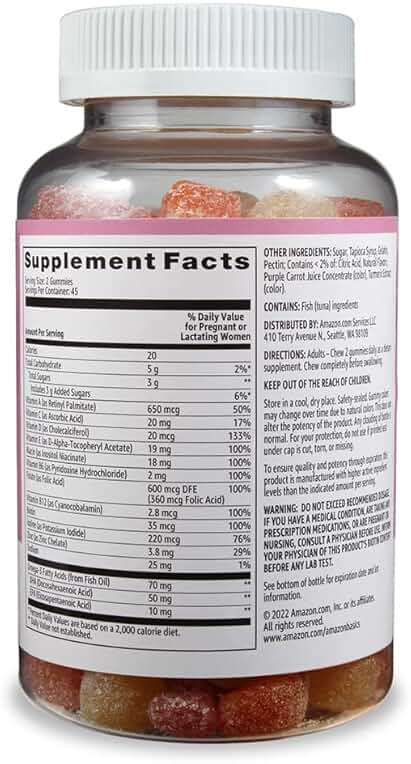 Amazon Basics Prenatal & DHA Gummy, Rasberry & Lemon Flavor, 90 Count (Previously Solimo) - Image 2