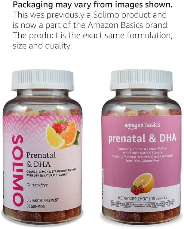 Amazon Basics Prenatal & DHA Gummy, Rasberry & Lemon Flavor, 90 Count (Previously Solimo) - Image 4