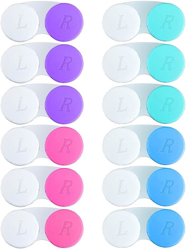 QVVQ 12PCS Contact Lens Case, Colorful Contact Lens Box Left/Right Eyes Holder Container, Outdoor Mini Contact Lens Soak Storage Kit for Travel&Home. - Product Image