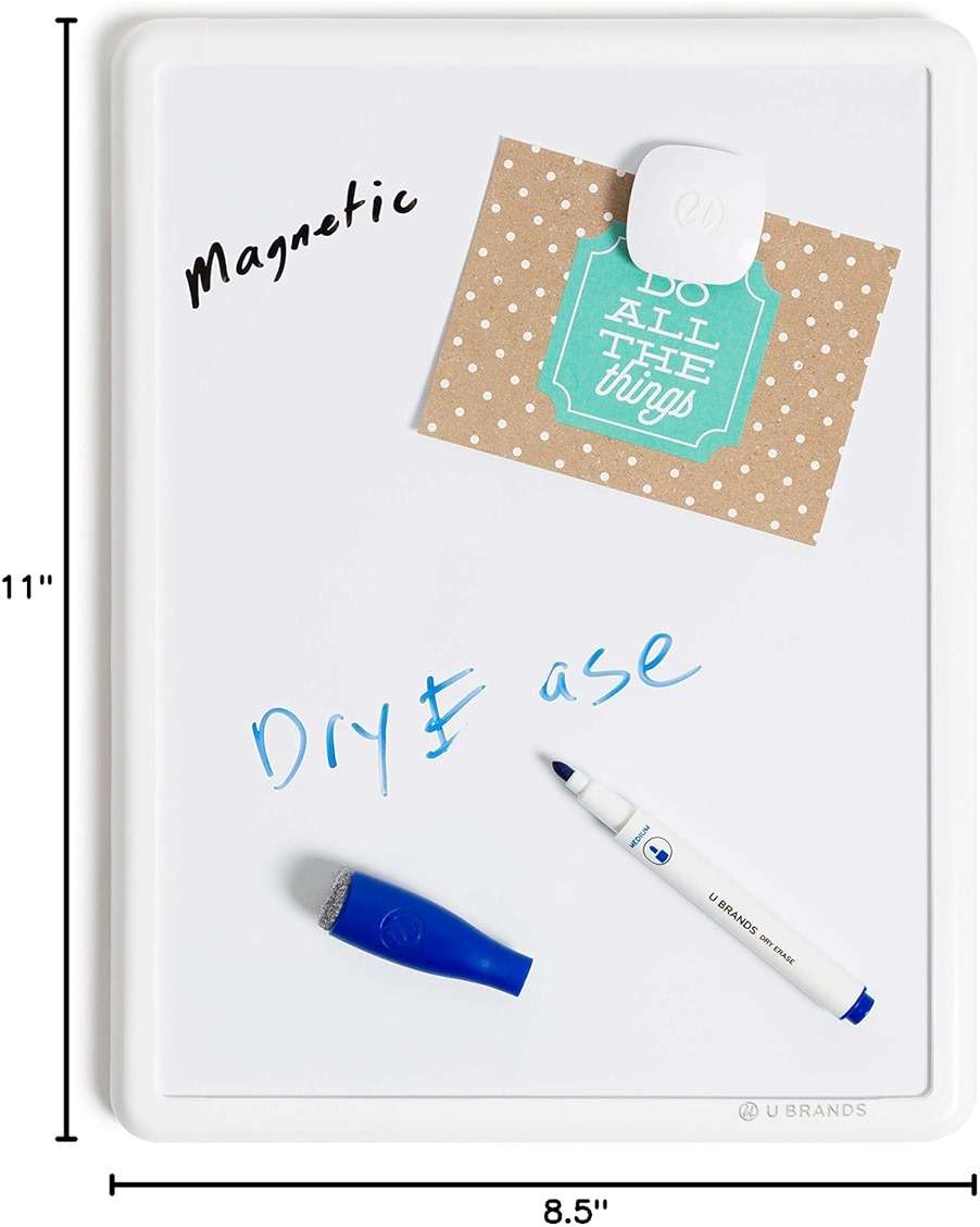 U Brands Contempo Magnetic Small Whiteboard, 8.5” x 11”, White Modern Frame, Mini White Board for Students, Fridge and Locker Dry Erase Board, Includes 4 Markers & Magnet - Image 3