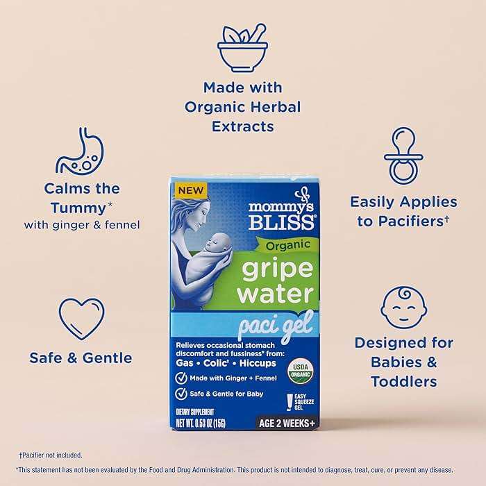 Mommy's Bliss Organic Gripe Water Pacifier Gel for Newborns, Infant Gas, Colic & Fussiness*, Age 2 Weeks +, 0.53 Oz (45 Servings) - Image 3