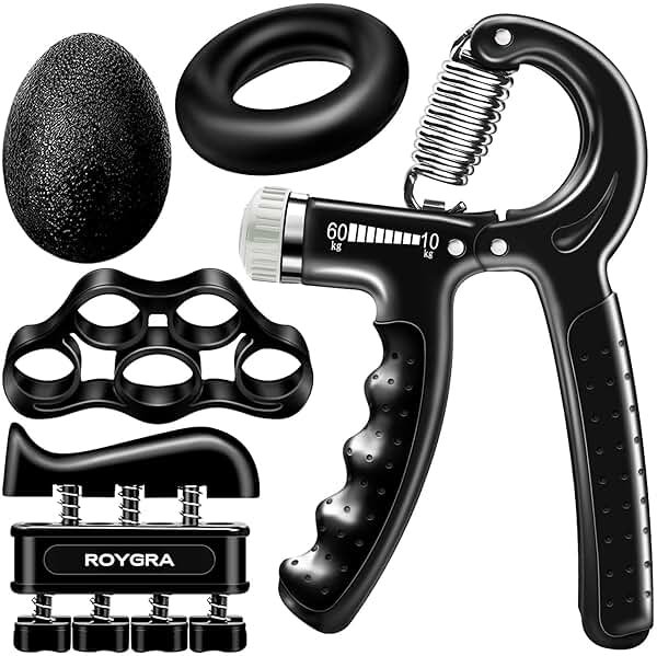 roygra Grip Strength Trainer (5 Pack), Forearm Strengthener, Hand Strengthening Devices, Hand Exercisers for Strength, Finger Strengthener, Wrist Exerciser, Baseball Climbing Calisthenics Basketball - Product Image