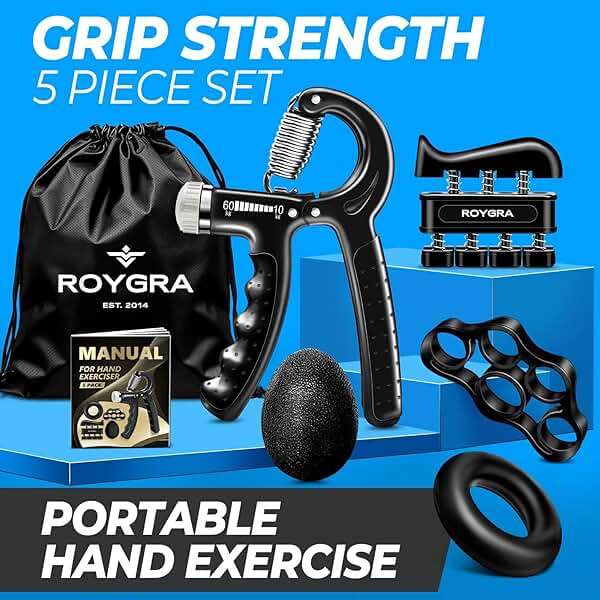 roygra Grip Strength Trainer (5 Pack), Forearm Strengthener, Hand Strengthening Devices, Hand Exercisers for Strength, Finger Strengthener, Wrist Exerciser, Baseball Climbing Calisthenics Basketball - Image 6