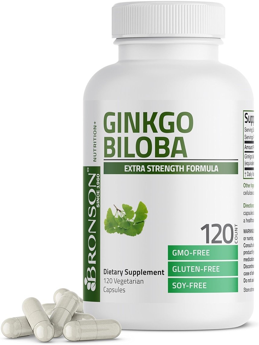Bronson Ginkgo Biloba Extra Strength Supports Brain Function & Memory Support, 120 Vegetarian Capsules - Product Image