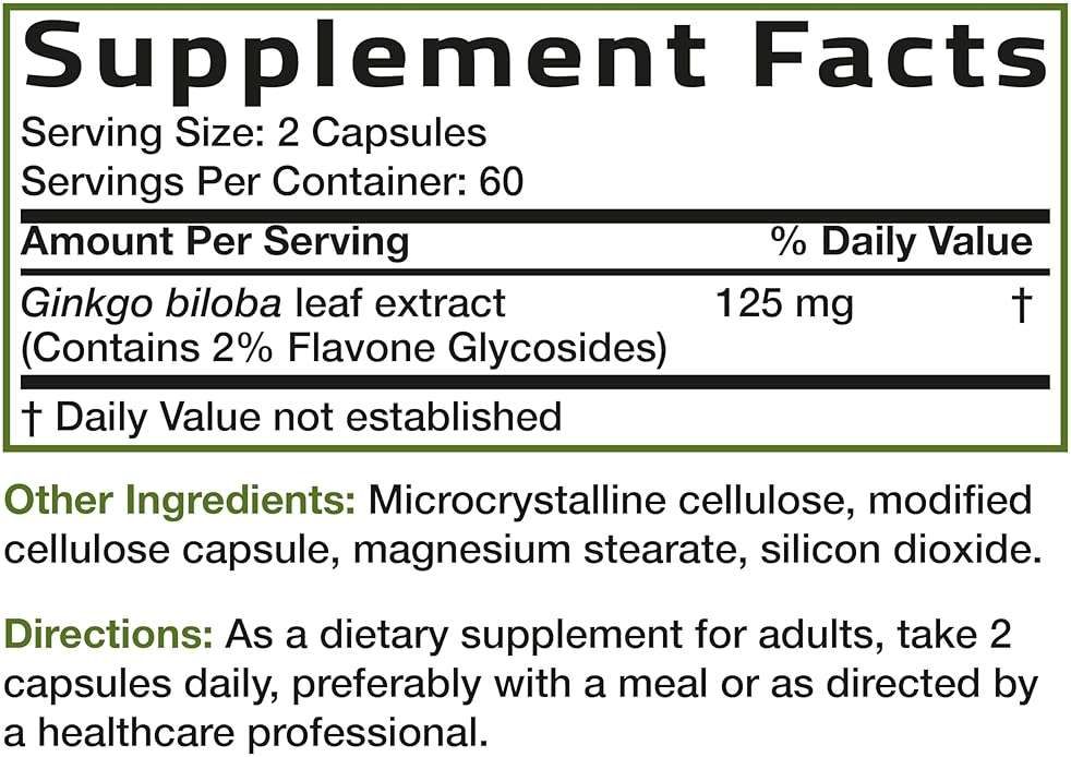 Bronson Ginkgo Biloba Extra Strength Supports Brain Function & Memory Support, 120 Vegetarian Capsules - Image 8