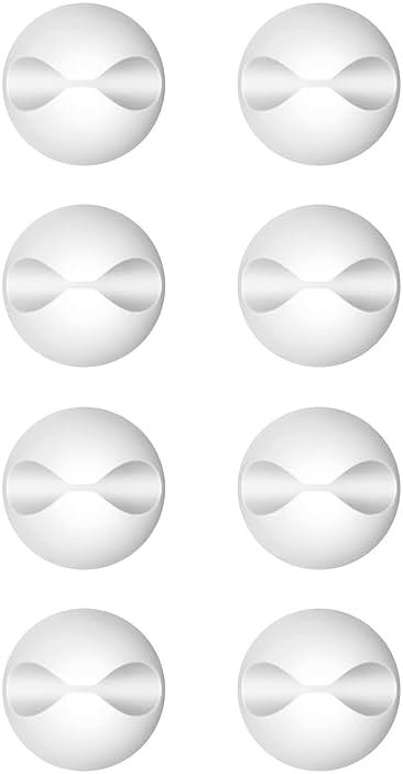 CHEFBEE 8 Pack Adhesive Cable Clips, Cable Cord Holder Organizer Management System for Desk, Wire Clips for All Your Computer, Electrical, Charging or Mouse Cord, White - Product Image