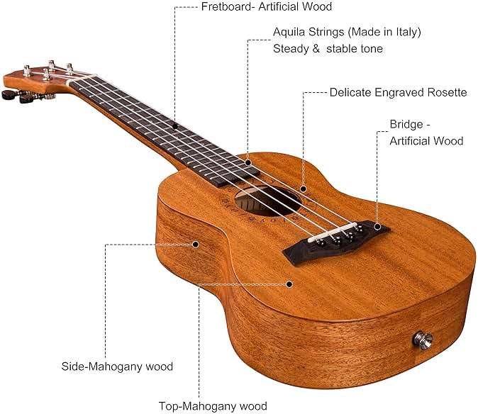Joymusic 23" Concert Mahogany Ukulele Kit,Natural,Matt (UK-23S) - Image 3