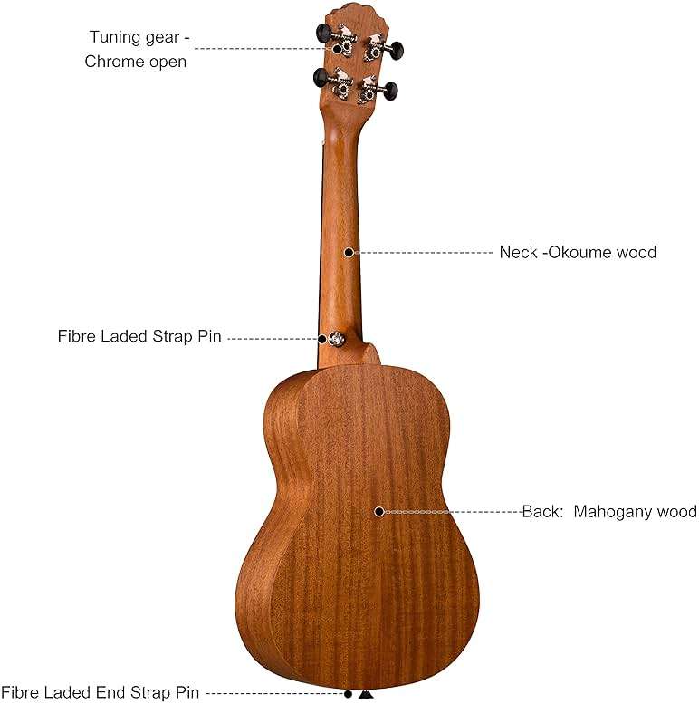 Joymusic 23" Concert Mahogany Ukulele Kit,Natural,Matt (UK-23S) - Image 4