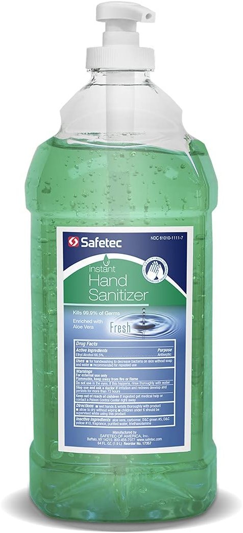 Safetec Hand Sanitizer 64 oz. Bottle with Pump, 8 bottles/Case - Product Image