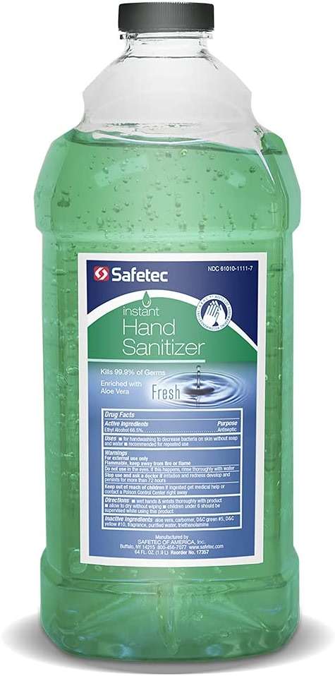 Safetec Hand Sanitizer 64 oz. Bottle with Pump, 8 bottles/Case - Image 2