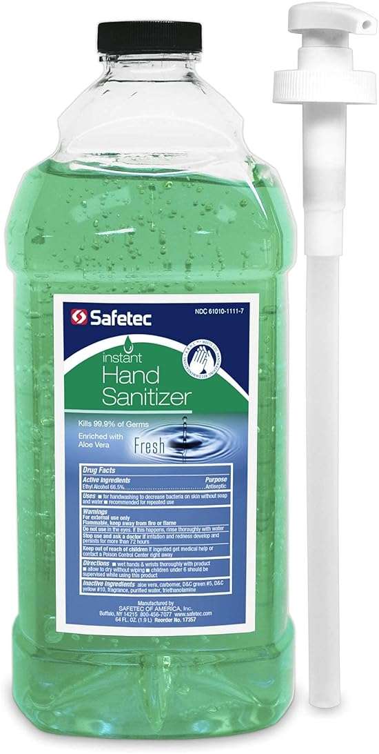 Safetec Hand Sanitizer 64 oz. Bottle with Pump, 8 bottles/Case - Image 3