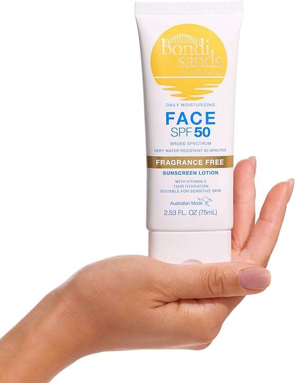 Bondi Sands Fragrance Free Daily Sunscreen Face Lotion SPF 50 | Hydrating UVA + UVB Protection, Non-Greasy, Gentle, Water Resistant | 2.53 Oz/75 mL - Image 3