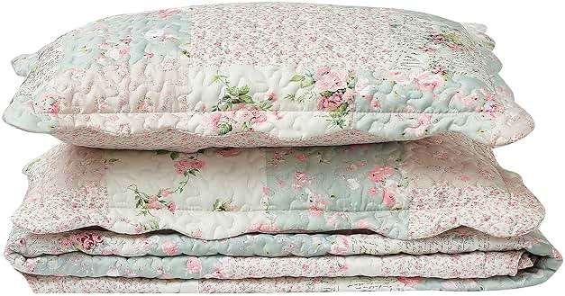 Brilliant Sunshine Rose and Sage Quilt Set, 3-Piece Bedding Sets, Traditional Patchwork Design, Washable and Reversible Bedspread, Soft Lightweight Coverlet, All-Season, Full/Queen, Light Pink Green - Image 7
