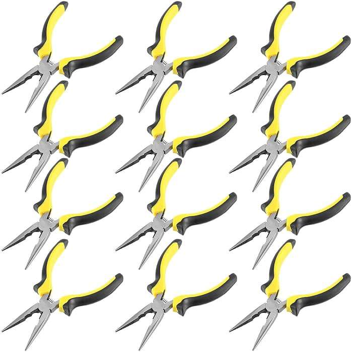 ZEONHAK 12 Pack 6 Inch Needle Nose Pliers with Wire Cutter and Spring, Non-Slip and Comfortable Handle Design for Bending Wire, Handcraft, Electronic Product Repair - Image 1