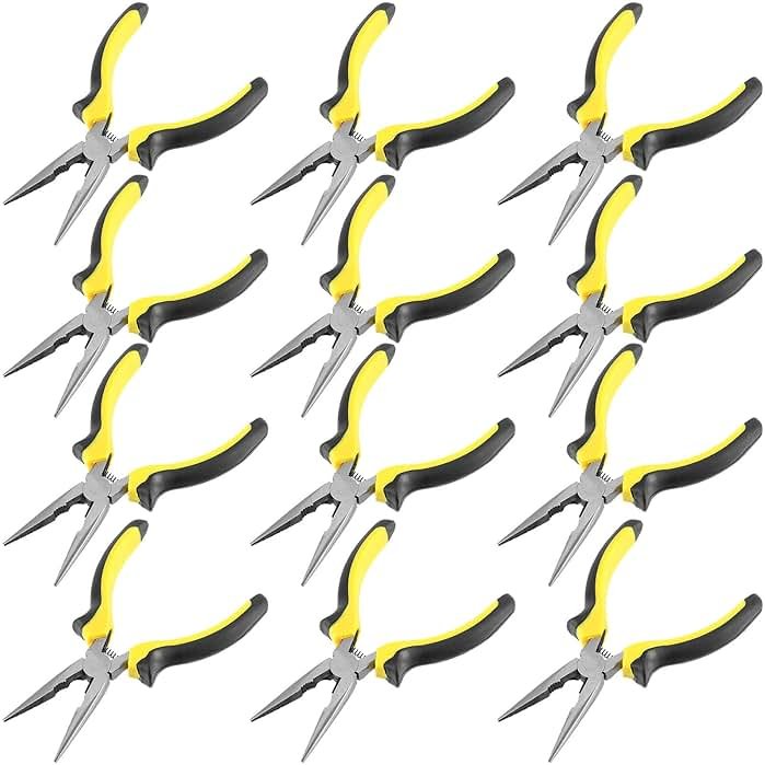 ZEONHAK 12 Pack 6 Inch Needle Nose Pliers with Wire Cutter and Spring, Non-Slip and Comfortable Handle Design for Bending Wire, Handcraft, Electronic Product Repair - Product Image