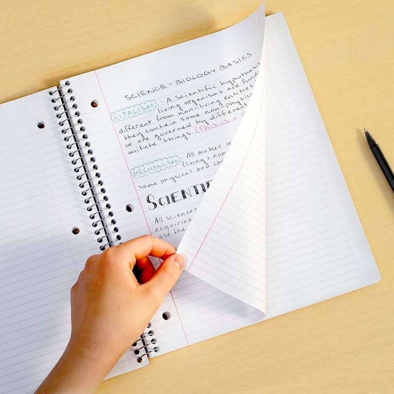 Five Star Spiral Notebook with DuraShield Cover, 4 Pack, 1 Subject, Wide Ruled Paper, 8" x 10-1/2", 100 Sheets, Assorted Colors (930021-ECM) - Image 2