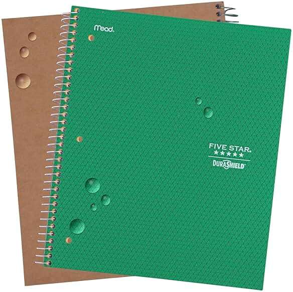 Five Star Spiral Notebook with DuraShield Cover, 4 Pack, 1 Subject, Wide Ruled Paper, 8" x 10-1/2", 100 Sheets, Assorted Colors (930021-ECM) - Image 4