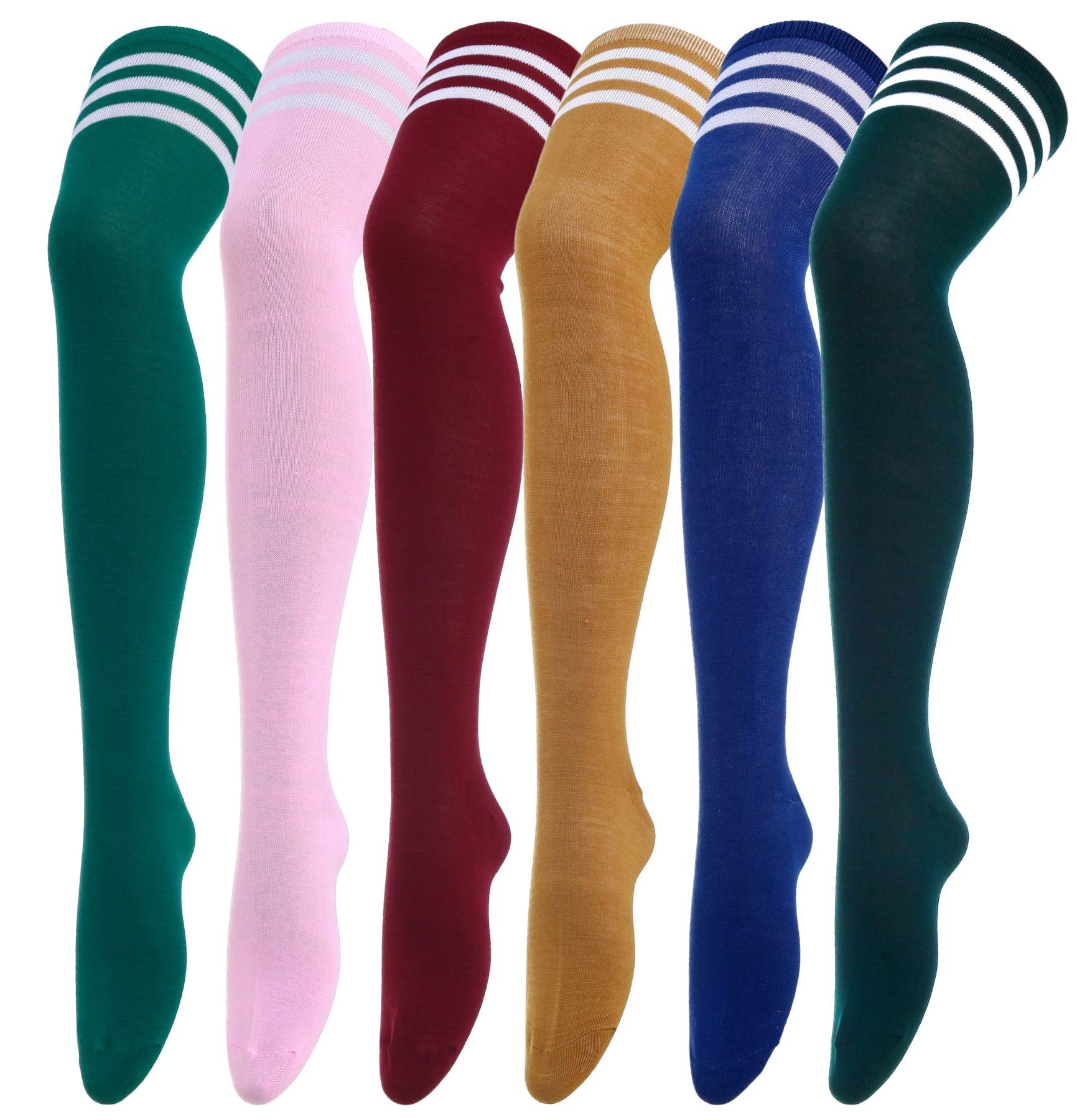 CISMARK Thigh High Striped Over the Knee Socks Long Knee High Socks for Women - Product Image