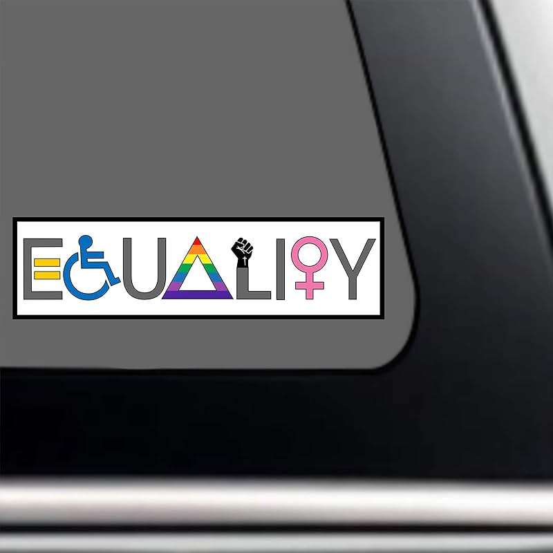 Equality Bumper-Sticker - We are All Powerful Valuable Deserving & Equal Vinyl Decal 6" x 2" Car Auto-Mobile Vehicle Window LGBT-Q-IA Gay Pride Female BLM + Better Than Magnets - Image 3