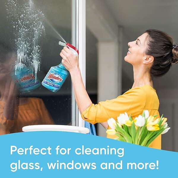 Windex Glass and Window Cleaner Refill Bottle, Bottle Made from 100% Recycled Plastic, Original Blue, 32 Fl Oz (Pack of 12) - Image 4