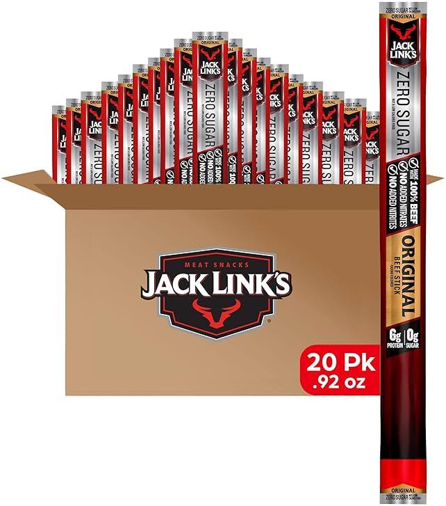 Jack Link's Original Zero Sugar Beef Sticks - (20 Pack) 0.92 oz Meat Sticks - Ready to Eat Protein Snacks - 5g Protein per Serving - Made with 100% Real Beef by Jack Link's - Shop at Bazar
