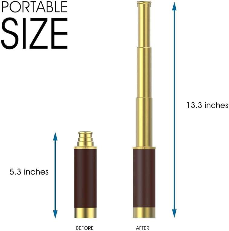 Pirate Monocular Telescope, 25x30 High Powered Zoomable Collapsible Brass Spyglass Handheld Waterproof Telescope Monocular for Bird Watching Hunting Hiking Travelling - Image 2