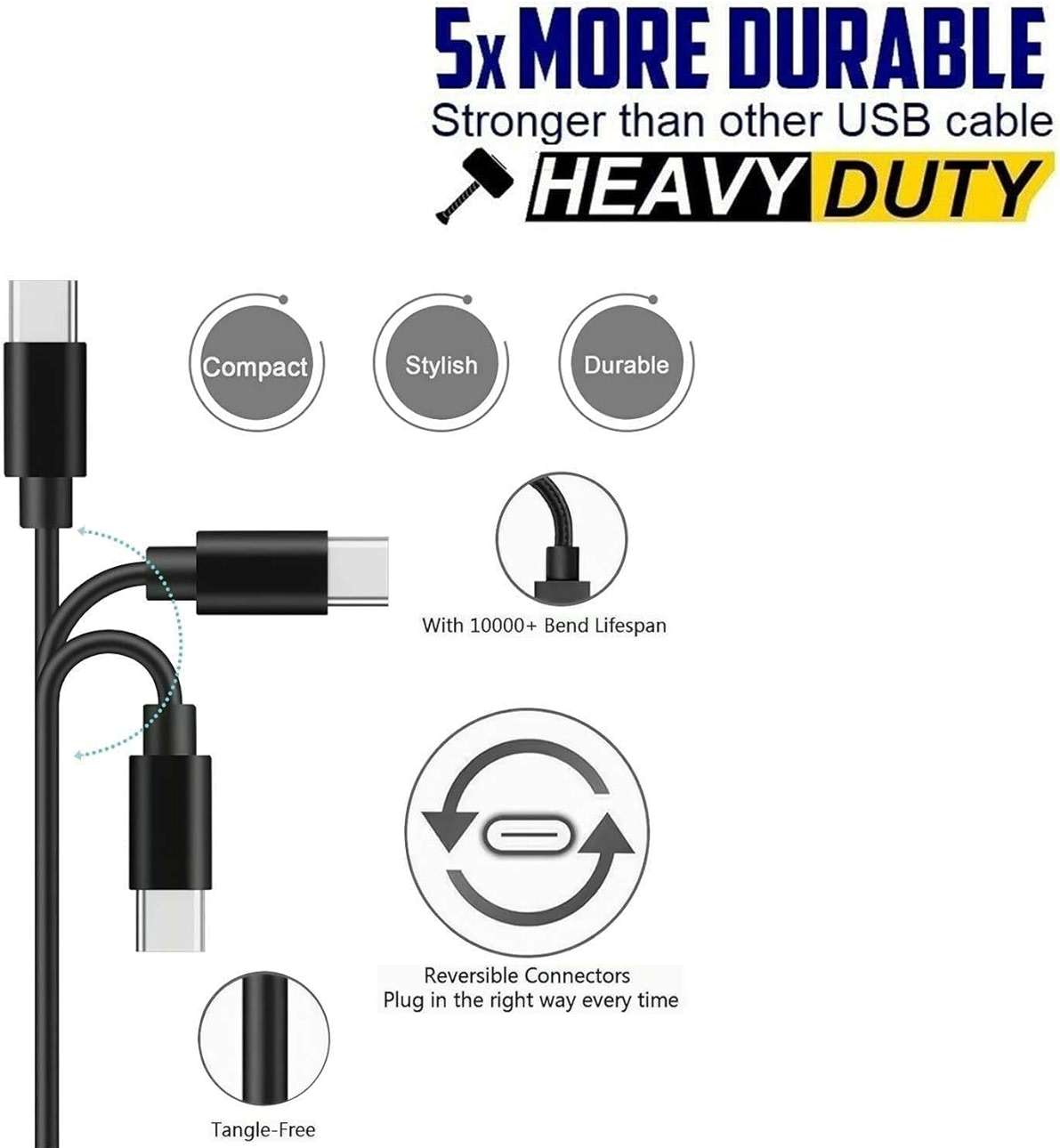 USB C WH-1000XM4 Headphone Charger WH-1000XM3 Charging Cable Power Cord Compatible with Sony WH-1000XM6 WH-1000XM5 WH-1000XM3 WH-XB700 WH-XB900N MDR-XB950BT MDR-ZX770BN WH-XB910N WH-CH700N Headphones - Image 5