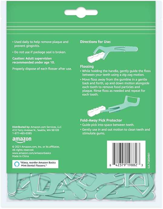 Amazon Basics Mint Dental Flossers, Shred Resistant, Slides Easily Between Teeth, with Fold-Away Pick, 90 Count, 1-Pack (Previously Solimo) - Image 2