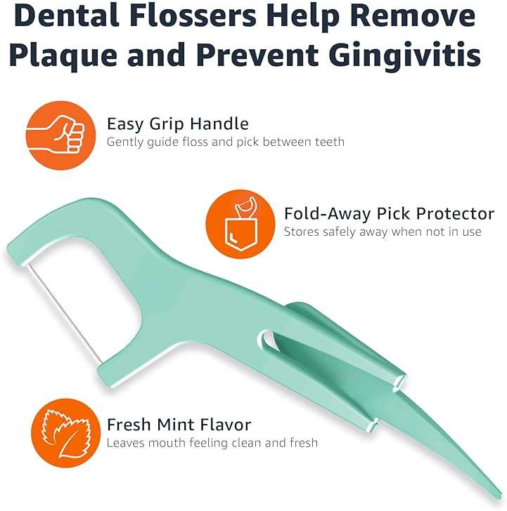 Amazon Basics Mint Dental Flossers, Shred Resistant, Slides Easily Between Teeth, with Fold-Away Pick, 90 Count, 1-Pack (Previously Solimo) - Image 3