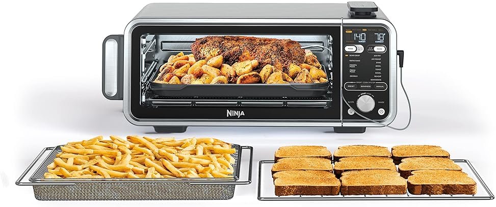 Ninja, Toaster Oven, Air Fryer, Thermometer, Toaster Oven Air Fryer Combo, Stainless Steel, Quick meals, Fries, Frozen Food, Air Fry, Dehydrate, Reheat, 13-in-1,Less Oil, Flip Away Oven, Foodi, SP351 - Product Image