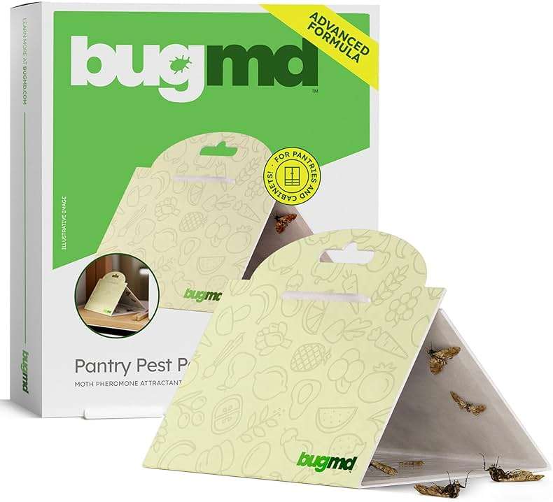 BugMD Pantry Moth Traps (6-Pack) – Pheromone-Based Sticky Glue Traps, Non-Toxic, Kills Indian Meal Moths – Kitchen & Food-Storage Safe - Original - Image 1