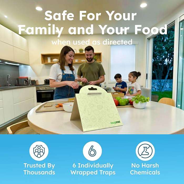 BugMD Pantry Moth Traps (6-Pack) – Pheromone-Based Sticky Glue Traps, Non-Toxic, Kills Indian Meal Moths – Kitchen & Food-Storage Safe - Original - Image 6