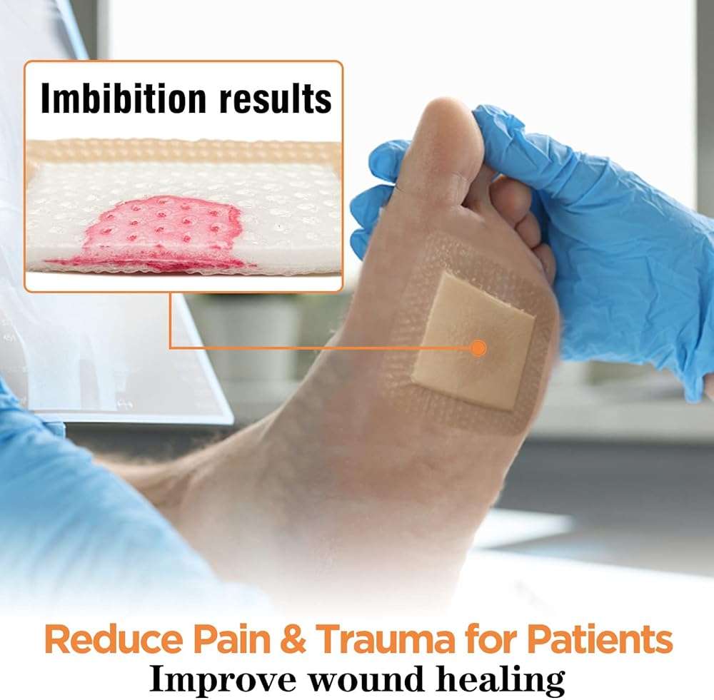 Carbou Silicone Foam Dressing with Adhesive Gentle Border,3"x3" Waterproof Wound Dressing Bandage,High Absorbency Pad, Foam Bandage for Wound Care 10 Pack - Image 6