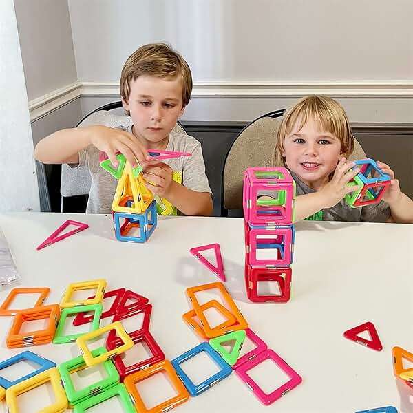 Coodoo Upgraded Magnetic Blocks Tough Tiles STEM Toys for 3+ Year Old Boys and Girls Learning by Playing Games for Toddlers Kids, Compatible with Major Brands Building Blocks - Starter Set - Image 2
