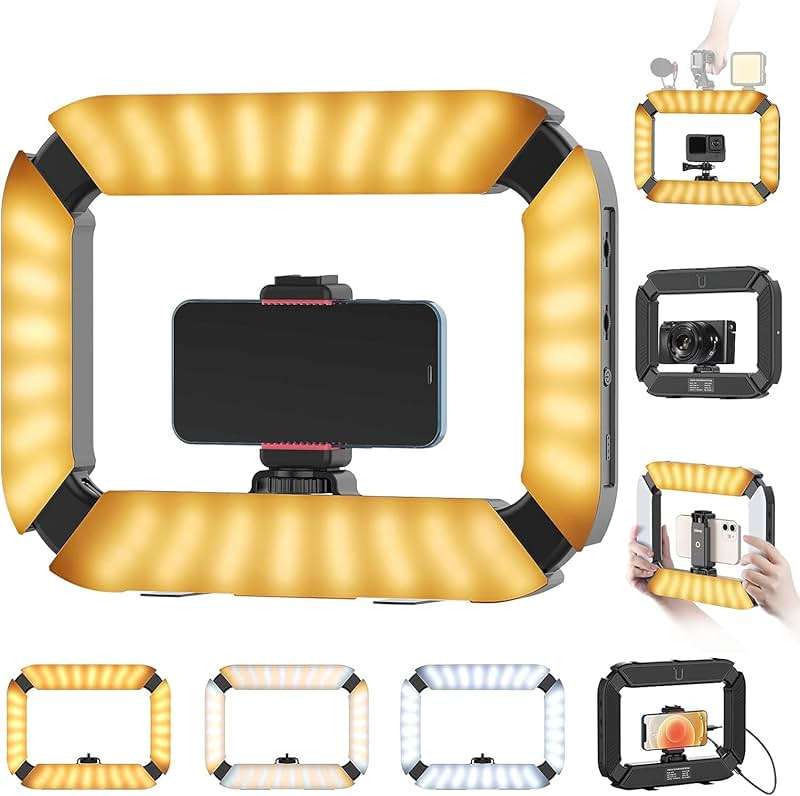 Smartphone Video Rig PICTRON U200 Handheld LED Ring Light Selfie Light Phone Video Stabilizer for Camera, Smartphone, Action Camera, YouTube, Setup, Filmmaking, Makeup, Vlogging - Image 1
