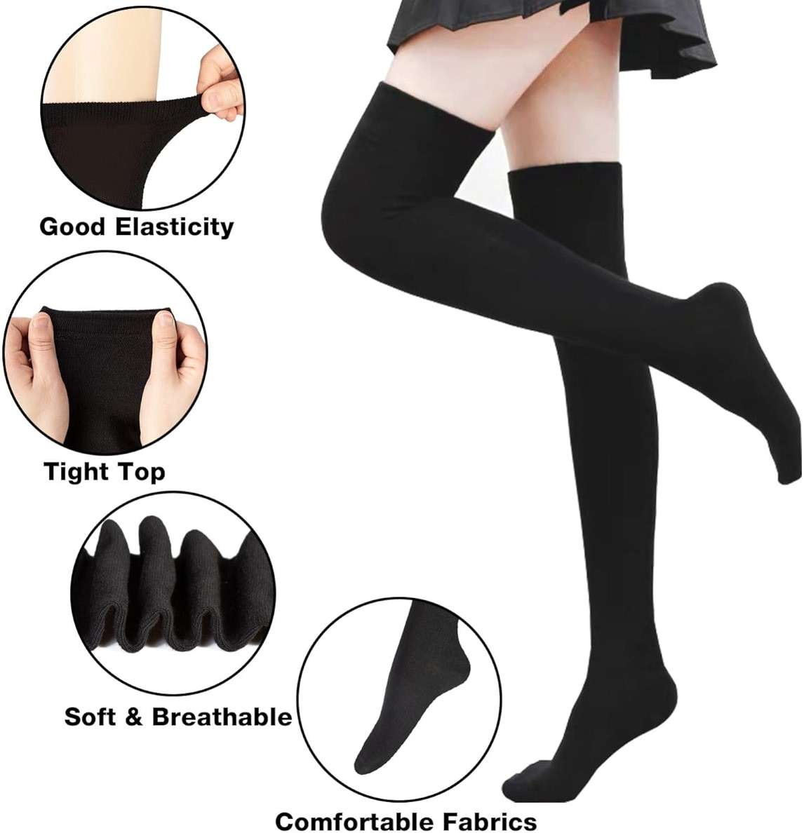 Chalier Thigh High Socks for Women Casual Thigh Socks Soft Comfort Womens Stockings for Holidays - Image 2