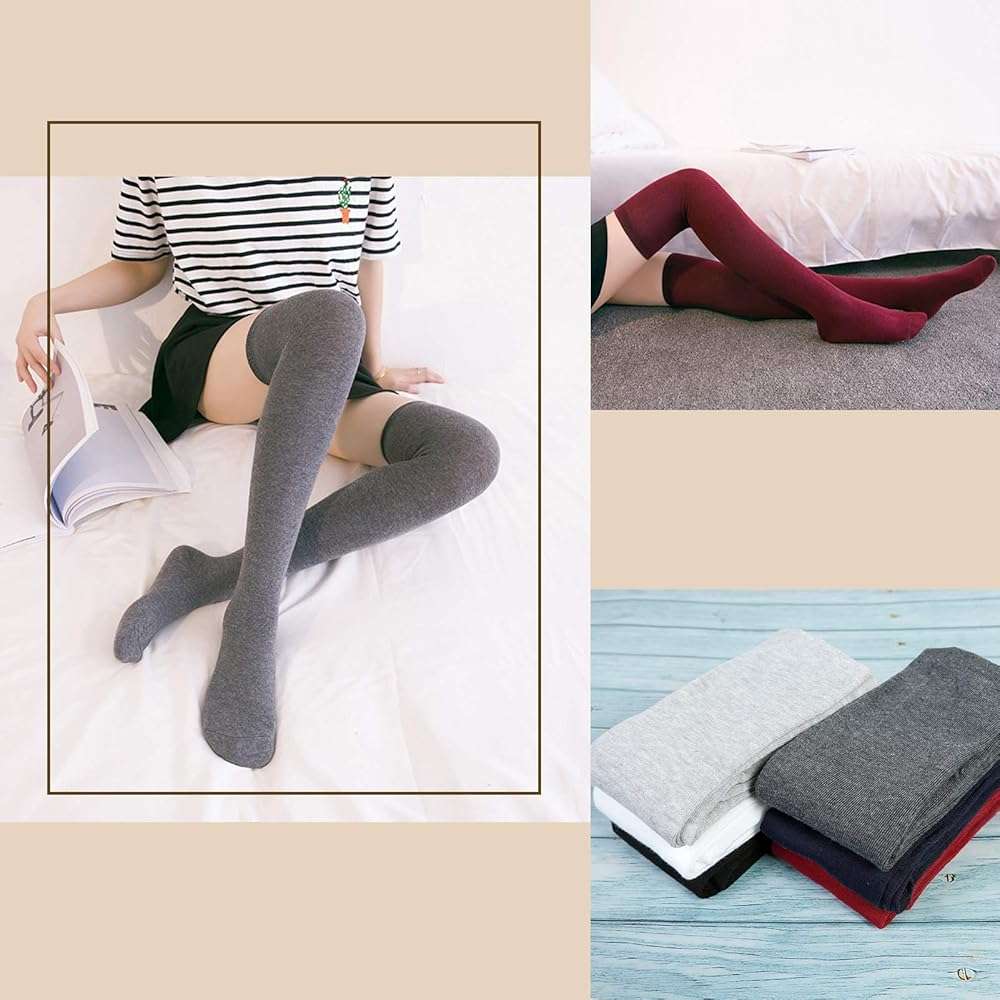 Chalier Thigh High Socks for Women Casual Thigh Socks Soft Comfort Womens Stockings for Holidays - Image 6